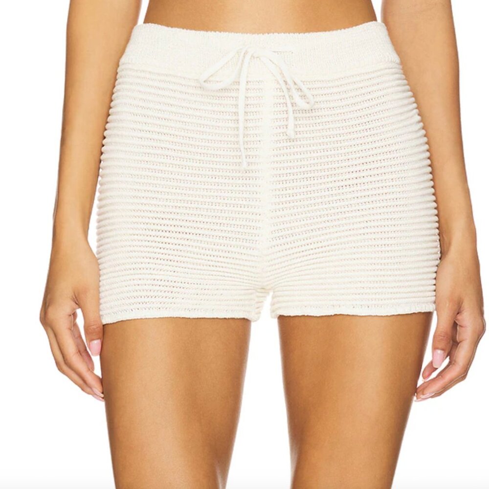 NEW WeWoreWhat Low Rise Crochet Shorts Off White Cream Knit Cotton Bloomers XS